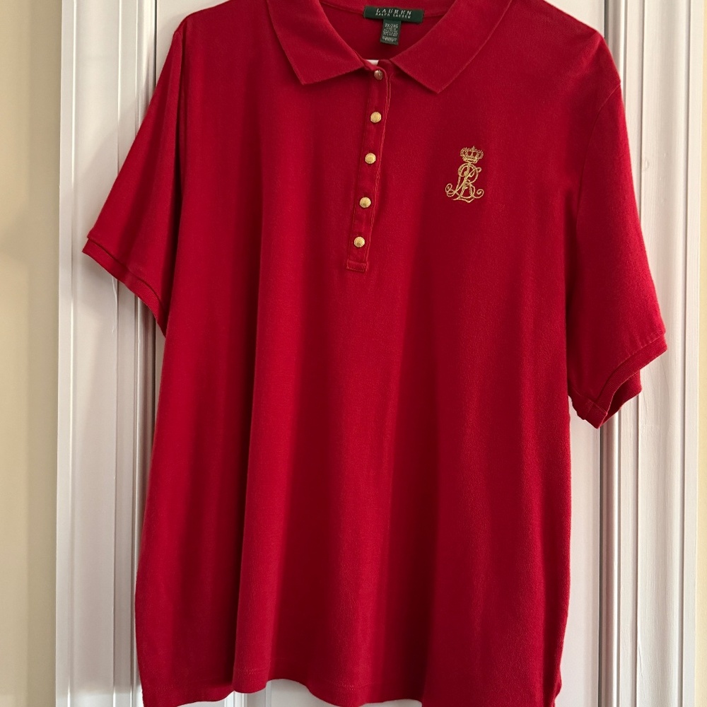Lauren Ralph Lauren women's red knit polo Size 2X